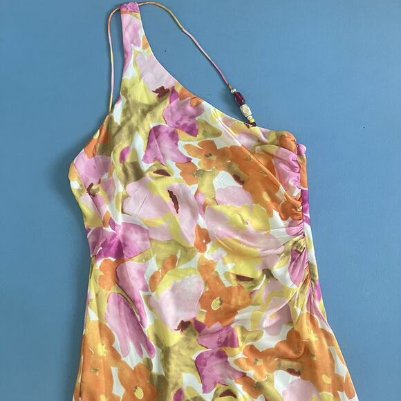 NWT Bardot Andy One Shoulder Asymmetrical Floral Satin Midi Dress - Picture 6 of 8
